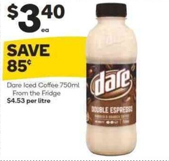 Woolworths DARE iced coffee 750ml from the fridge offer