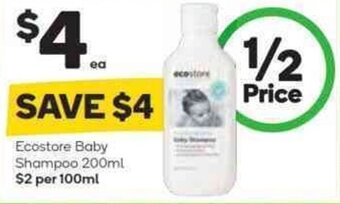 Woolworths Ecostore baby shampoo 200ml offer