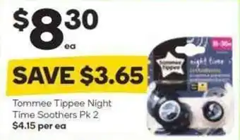 Woolworths TOMMEE tippee night time soothers pk 2 offer