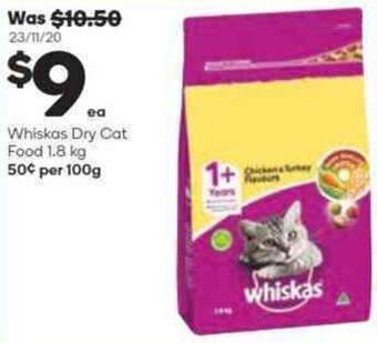 Woolworths WHISKAS dry cat food 1.8 kg offer