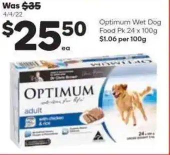Woolworths OPTIMUM wet do g food pk 24 x 100g offer