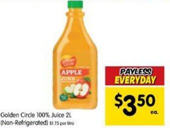 Spar GOLDEN CIRCLE 100% juice 2L offer