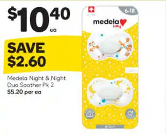 Woolworths MEDELA night & night duo soother pk 2 offer