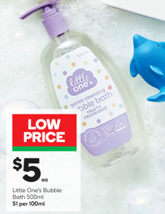 Woolworths LITTLE ONE'S bubble bath 500ml offer