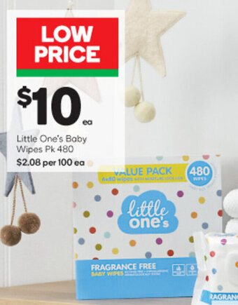 Woolworths LITTLE ONE'S baby wipes pk 480 offer