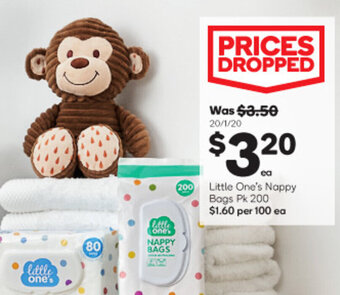 Woolworths LITTLE ONE'S nappy bags pk 200 offer