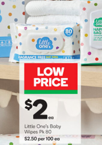 Woolworths LITTLE ONE'S baby wipes pk 80 offer