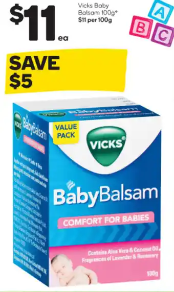 Woolworths VICKS baby balsam 100g offer