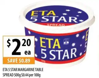 Supabarn ETA 5 STAR margarine table spread offer