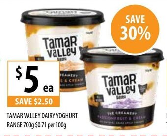 Supabarn TAMAR valley dairy yoghurt range offer