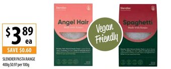 Supabarn SLENDIER pasta range 400g offer