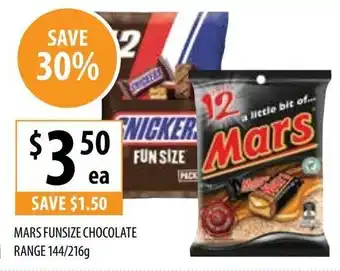 Supabarn MARS funsize chocolate range 144/216g offer