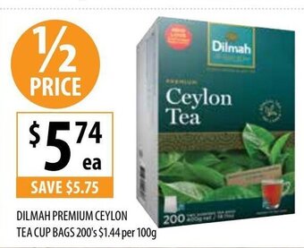 Supabarn DILMAH premium ceylon tea cup bags 200's offer
