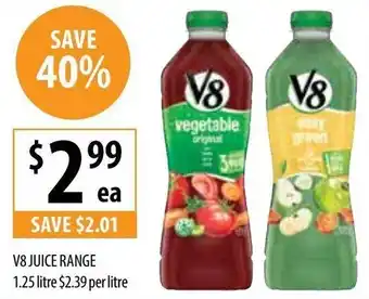 V8 juice range 1.25 litre