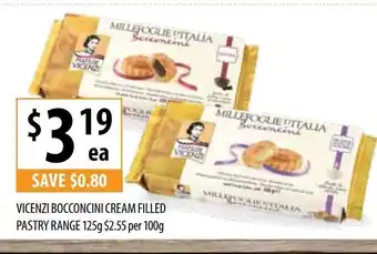 Supabarn Vicenzi Bocconcini Cream Filled Pastry Range offer