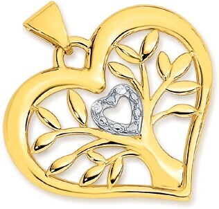 Prouds 9ct Gold Diamond Tree of Life Heart Pendant offer