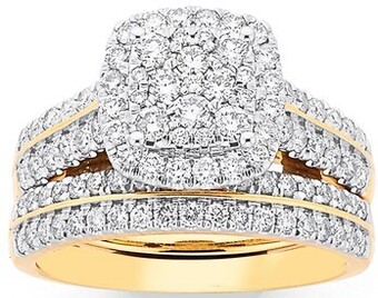 Prouds 18ct Gold Diamond Cluster Cushion Shape Bridal Set offer