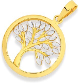Prouds 9ct Gold Two Tone Tree of Life Circle Pendant offer