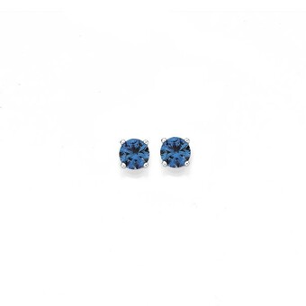 Prouds 9ct White Gold Created Ceylon Sapphire Stud Earrings offer