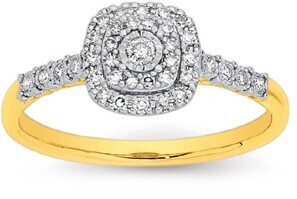 Prouds 9ct Gold Diamond Cushion Shape Ring offer