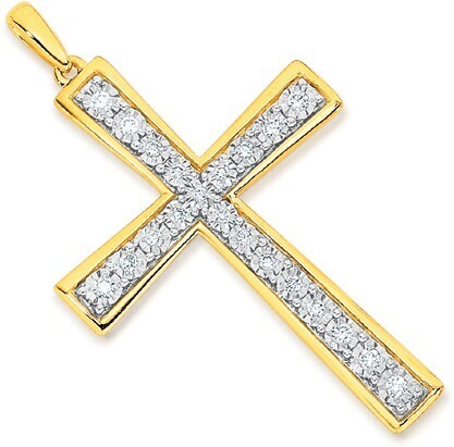 9ct Gold Diamond Cross Pendant offer at 