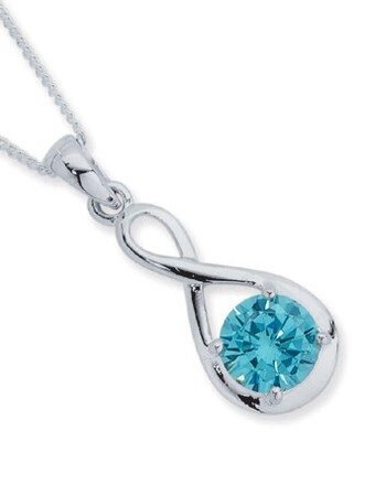 Prouds Sterling Silver Blue Cubic Zirconia Infinity Pendant offer