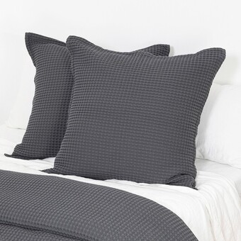 Pillow Talk Chunky Waffle Charcoal European Pillowcase by M.U.S.E. offer