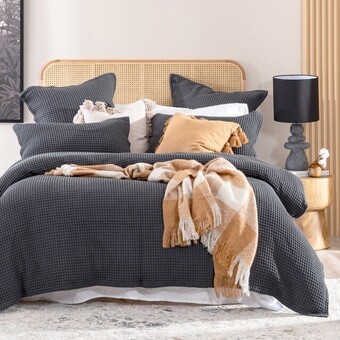 Pillow Talk Chunky Waffle Charcoal Quilt Cover Set by M.U.S.E. offer