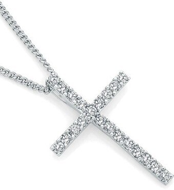 Angus & Coote 9ct White Gold Diamond Cross Pendant offer