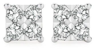 Angus & Coote 9ct White Gold Diamond Square Shape Stud Earrings offer