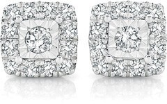 Angus & Coote 9ct White Gold Diamond Square Frame Stud Earrings offer