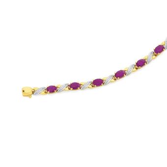 Angus & Coote 9ct Gold Ruby & Diamond Bracelet offer
