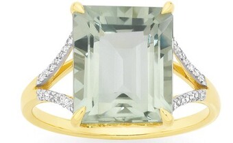 Goldmark 9ct Gold Green Amethyst Emerald Cut Dress Ring offer