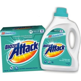 IGA Biozet Attack Laundry Liquid 2 Litre or Powder 2kg Selected Varieties offer