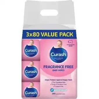 IGA Curash Unscented Fragrance Free Wipes 3x80 Value Pack offer