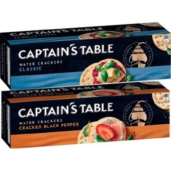 IGA Captain’s Table Water Crackers 125g Selected Varieties offer