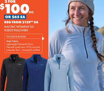 BCF Macpac Womens Tui Fleece Pullovers offer