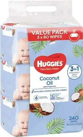IGA Huggies Baby Wipes 3x80 Pack Selected Varieties offer