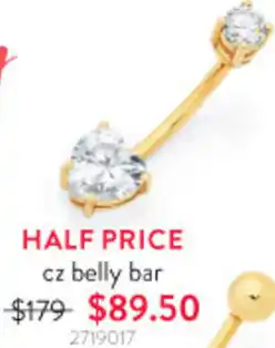 Goldmark Body Jewellery CZ Belly Bar 2719017 offer