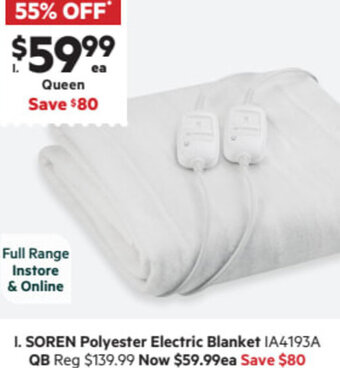 Harris Scarfe Soren Polyester Electric Blanket offer