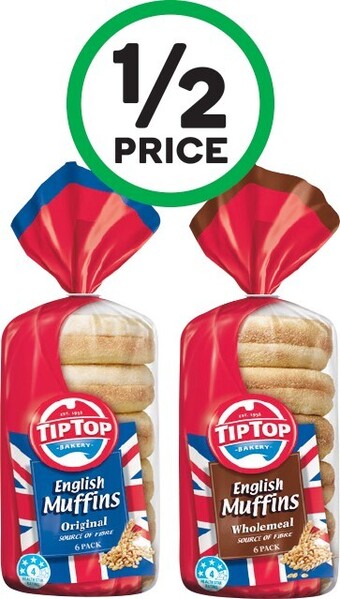 Woolworths Tip Top English Muffin Varieties Pk 6 offer