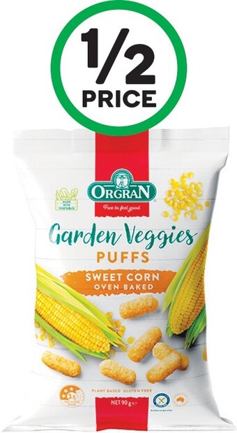 Woolworths Orgran Garden Veggies Puffs 90g – From the Health Food Aisle offer