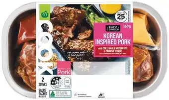 Woolworths Woolworths COOK Korean Inspired Pork with Chilli Garlic Mayonnaise & Crunchy Sesame 560g offer