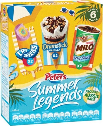 Woolworths Peters Summer Legends 850ml Pk 6 – From the Freezer offer