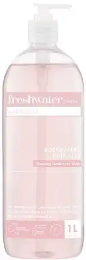 Woolworths Freshwater Farm Australia Rosewater + Pink Clay Body Wash 1 Litre offer