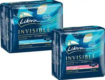 Woolworths Libra Invisible Pads Pk 12-14 offer
