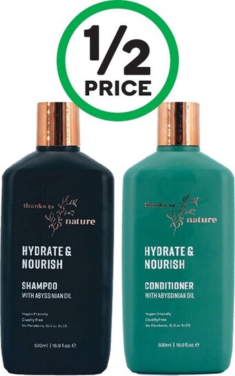 Woolworths Thanks to Nature Shampoo or Conditioner 500ml offer