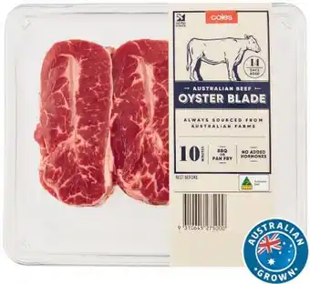 Coles No Added Hormones Beef Oyster Blade Steak 500g