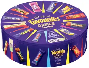 Coles Cadbury Favourites Games Edition Tin 665g offer