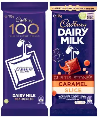 Coles Cadbury Limited Edition Curtis Stone’s Caramel Slice or Family Block Chocolate 160g-190g offer